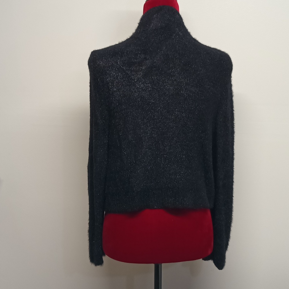Calvin Klein black Open Front women’s cardigan sz large Fuzzy shrug EUC. - Picture 6 of 11